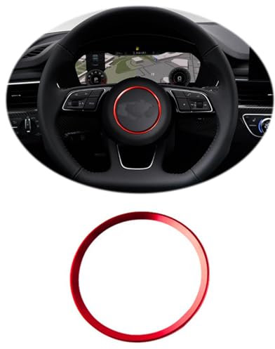 ontto 76mm Auto Lenkrad Dekorativer Ring Innenzubehör Passt für Audi A4 S4 B9 A3 8V S3 8Y Q2 A5 F5 A1 Avant A4L 2016-2020 Lenkrad Logo Aufkleber Emblem Trim Abziehbilder Abdeckung Autozubehör-D Rot