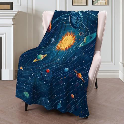 Kuscheldecke Flauschig Decke Flanelldecke - Wohndecke Warm Winter Weich, Sofa überwurfdecke, Decke Couch Blanket, Wohn- & Kuscheldecken 130x150cm, Planet Universum Galaxie