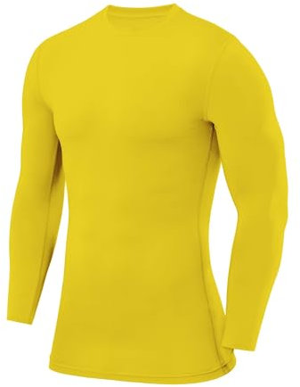 PowerLayer Kids Base Layer Long Sleeve Compression Shirt. Lightweight and Moisture Wicking Thermal Top for Football, Rugby, Soccer and Gym for Boys - Sonic Yellow, 6-8 Years