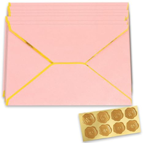 Enveloppe Cadeau 20 Pièces Enveloppes en Papier Kraft Les Cartes Cadeaux Enveloppe avec Bords dorés Enveloppes de Carte Postale Enveloppee de carton d’invitation Pour mariage fêtes cartes de vœux