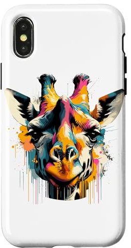 iPhone X/XS Colorful Dripping Art Giraffe Giraffes Case