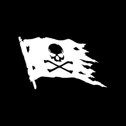 JIFENLI Autoaufkleber 15,8 cm * 9,3 cm Jolly Roger Piratenflagge Mode Vinyl Auto Fenster Aufkleber Aufkleber Schwarz/Silber