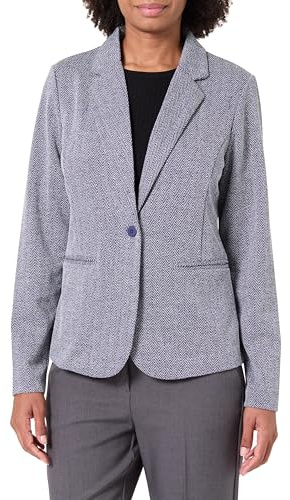 ICHI IHKATE Jacquard Damen Blazer Jackenklazer mit Reverskragen Paspeltaschen V-Ausschnitt 1-Knopf-Form leicht elastisch Slim fit