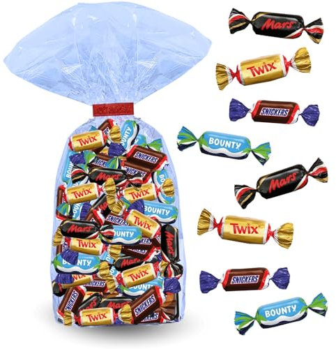 MARS SNICKERS BOUNTY TWIX en version Mini | Sachet de 60 papillotes de chocolat emballés individuellement |645g de Friandises Prêtes à Offrir