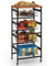COSTWAY Servierwagen mit Rollen, Gemüseregal mit ausziehbaren Körben & Kreideschildern & Holzplatte, Rollwagen mit 5 Etagen, Snackwagen für Obst Gemüse, für Küche Esszimmer (42 x 31 x 89 cm)