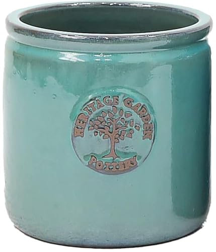 X Large 37cm Turquoise Heritage Garden Ceramic Planter Plant Flower Pot - Frost Proof