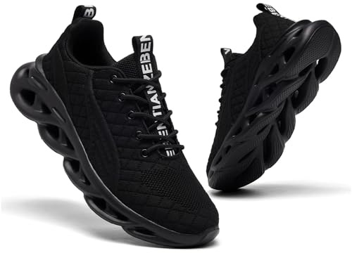 TIANZEBEN Herren Laufschuhe Sportschuhe Turnschuhe Schuhe Walkingschuhe Running Tennis Sneaker Fashion Freizeit Fitnessstudio Leichtgewichts Atmungsaktiv Schwarz 43