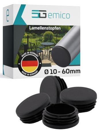 emico Lamellenstopfen Ø 40 mm - Rohrwandstärke 1,0-3,0 mm - 4 Stück Schwarz - Runde Stopfen aus hochwertigem PE - Witterungsbeständige & stoßfeste Rohrstopfen - Ideal für präzise Rohrabdeckungen