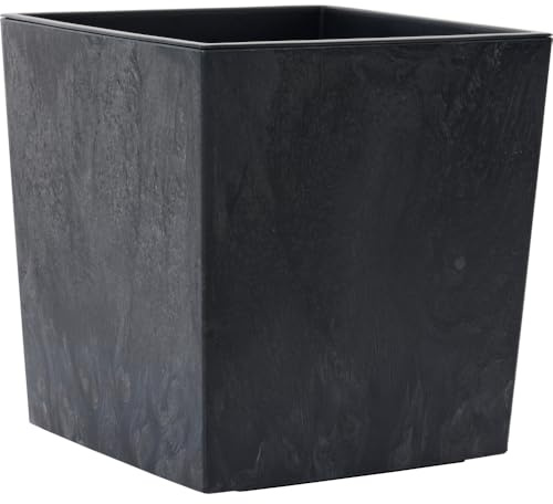 Pflanzgefäße Nizza Stone schwarz Betonoptik, 25 x 26 cm Kunststoffgefäß mit Einsatz