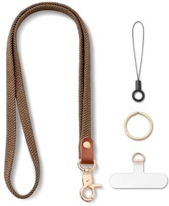 Schlüsselband zum Umhängen Schlüsselanhänger Lang Lanyard Braun