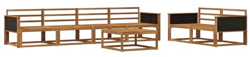 vidaXL Outdoor-Sofagarnitur 7 pcs Natur Massivholz Akazie, Gartenmöbel, modernes Outdoor-Sofa Set, modulare Sitzgelegenheiten, Loungemöbel für deinen Garten