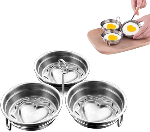 XQMMGO Stainless Steel Egg Poacher, Nonstick Poached Moulds, Round Eggs Cooker Rings, Breakfast Maker Tool, Steamer Insert for Skillet Pot