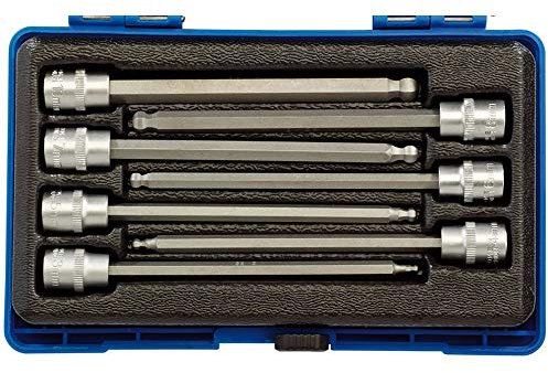 Draper 16297 3/8 Inch Square Drive Hexagonal Socket Bit Set, 150mm , Blue
