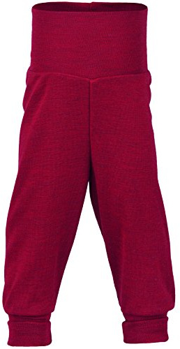 Engel Natur Baby-Hose lang mit Nabelbund, Bio-MerinoSchurwolle, maschinenwaschbar (74/80, rot melange)