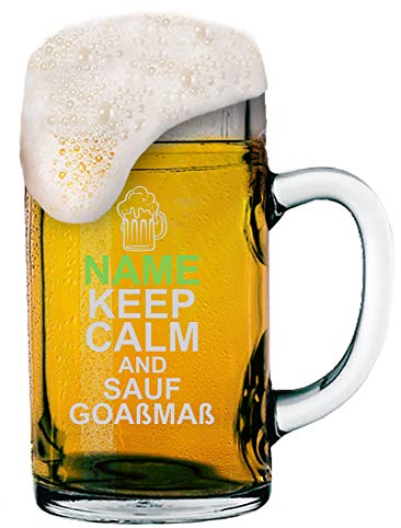 Goaßmaß Bierkrug 1 Liter mit Gravur von Logo + Namen Ihrer Wahl | individuell-gestalteter Goaßmaßkrug von Meinglas