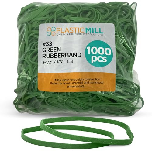 PlasticMill Rubber Bands - #33 Size - Rubberbands - 2Lb/1000 Count 2 Pound / 1000 Count Green
