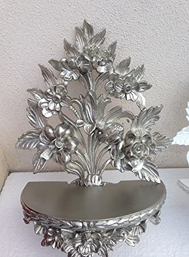 Console murale style baroque - Argenté vieilli - 35 x 27 x 13 cm