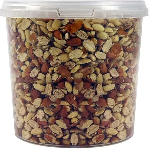 SQUAWK Split Peanuts | Premium Quality Fresh Feed | Garden Wild Bird Nut Food | Aflatoxin Free Mix | Protein Rich, High in Energy Mixture | Contains Nutritious Vitamins and Essential Oils (1L Tub)