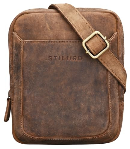 STILORD 'Costa' kleine Herrentasche Leder Umhängetasche Vintage Schultertasche Männer 8,4 Zoll Tablet Herrenhandtasche Messenger Tasche Echtes Leder, Farbe:mittel - braun