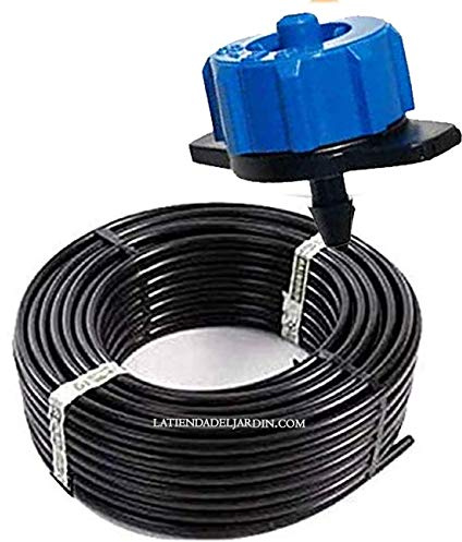 Suinga - Tubo a goccia, 16 mm x 100 m, colore nero + 100 gocciolatori autocompensanti 8 l/h rimovibili.