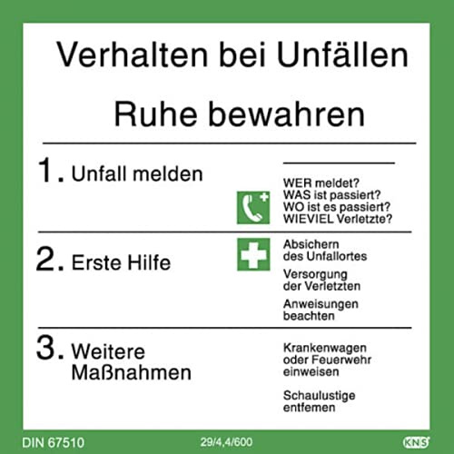 Verhalten bei Unfällen Schild Kunststoff KNS nachleuchtend