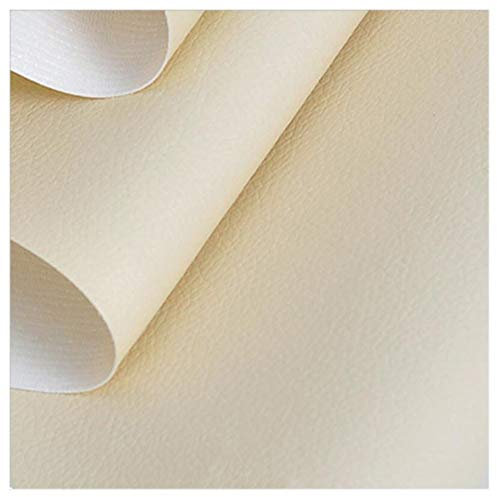 Tissu Simili Cuir Tissu Simili-Cuir au mètre Imitation Cuir écologique, Cuir synthétique ,Faux Cuir - pour ameublement, canapé, chaises, Sacs, Blanc cassé, 1.38×1m(4.5ft×3.3ft)