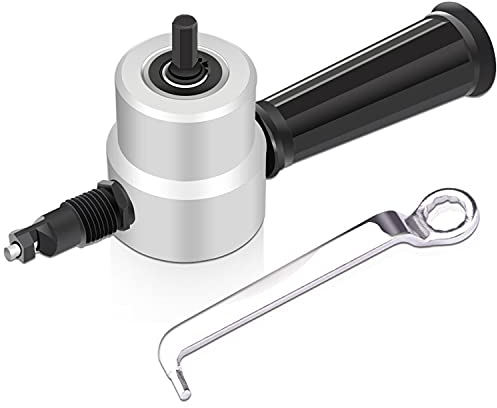 CHENGNAN Blechknabber Vorsatz für Bohrmaschine Stanze Doppelkopfschneider Metall Blechschneider 360 Grad Einstellbare Power Drill Nibbler