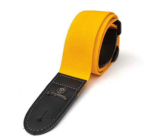 MAGMA Leathers Gitarrengurt aus weichem Polypropylen mit Lederenden, 5,1 cm, gelb, Standar