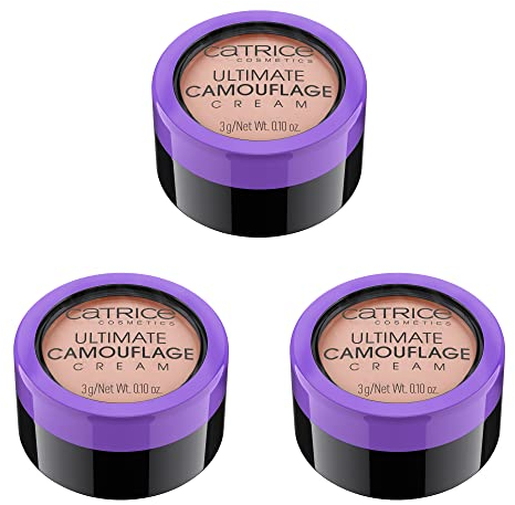 Catrice Ultimate Camouflage Cream, Concealer cream, Abdeckstift, Make up, nicht Komedogen, 3er Pack (3x3g), Nr. 100C Brightening Peach