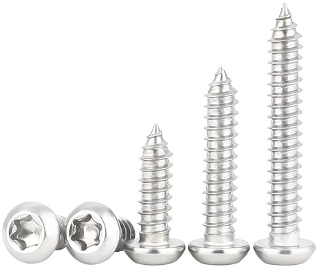 Qrity 50 Stück M4x6mm Selbstschneidende Schraube, Torx Flachkopfschrauben Edelstahl, Rundkopf Vollgewinde, Silber