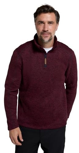 Mountain Warehouse Idris Mens Half-Zip Fleece - Microfleece, Anti-pill, Breathable, Lightweight Sweatshirt - Best for Spring Summer, Camping, Outdoors, Travelling & Hiking Dark Red L
