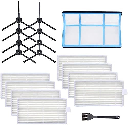 Sytalin Parti di ricambio per robot aspirapolvere ILIFE V3 V3s V5 V5s Pro, kit di accessori include 1 filtro primario, 8 spazzole laterali e 8 filtri robot aspirapolvere