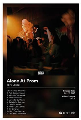 Tory Lanez Poster Alone at Prom Album Cover Poster 3 Leinwand Poster Schlafzimmer Dekor Sport Landschaft Büro Zimmer Dekor Geschenk 40 x 60 cm