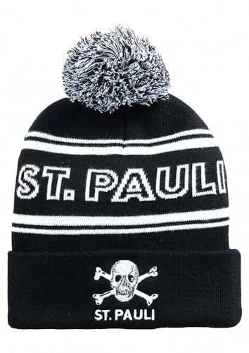 FC St. Pauli - Totenkopf - Bommelmütze schwarz/weiß