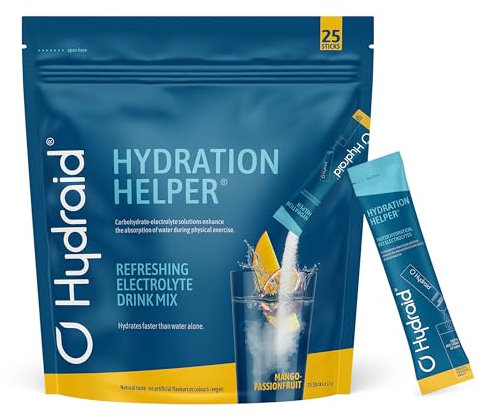 Hydraid Hydration Helper® MANGO – Elektrolyt Pulver mit 1118mg Elektrolyten zur besseren Wasseraufnahme für Sport & schnelle Erholung – 25 Sticks mit Mango-Maracuja-Geschmack