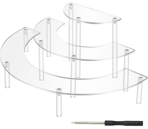 GGOUPTY Acryl-Ständer mit 3 Etagen, transparent, Desserttisch, Präsentationsset, Halbmond, Acryl, Cupcake-Ständer für verschiedene Display-Sammlungen