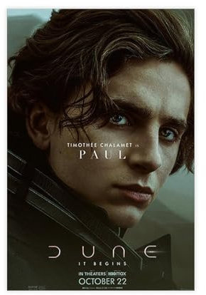 Dune – Filmposter auf Leinwand, Poster, Wandkunst, Dekor, Bild, Gemälde für Wohnzimmer, Schlafzimmer, Dekoration, ungerahmt, 30 x 45 cm