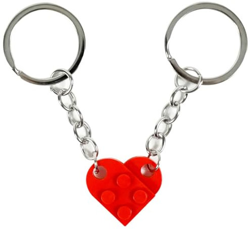 GNALIA 1 Paire Porte Clef Couple Idee Cadeau Couple Original Porte Clef Coeur Porte Clé Couple Cadeau Homme Noel Anniversaire(Rouge)
