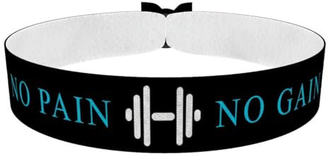 No pain No gain blau - Stoffarmband aus Satin - Wasserfest & langlebig - Fitness Stoffarmband - Motivationsarmband für Sportler - Gym Accessoires - Fitness Lifestyle - Sportliches Geschenk
