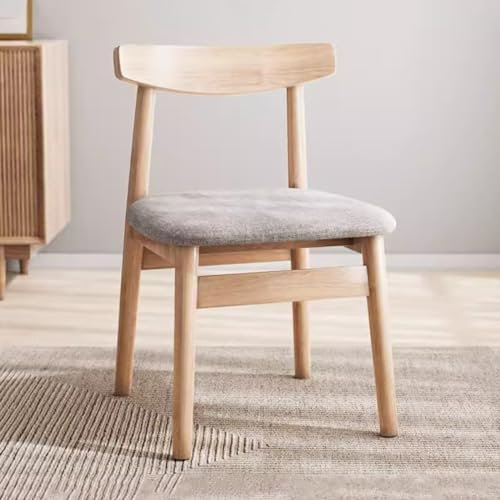 LEIYTFE Moderne Gepolsterte Esszimmerstühle Holzstuhl Mit Gebogener Rückenlehne Landhaus Küchenstuhl Mit Gepolstertem Sitz, Wohnzimmer-Schreibtischstuhl (Color : Light Grey-Cotton)