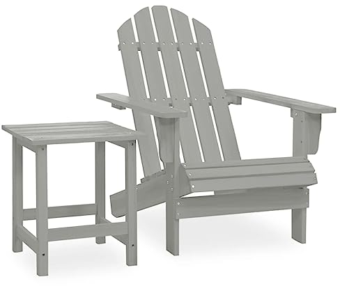 DYRJDJWIDHW Outdoor Kissen,gartenliege wetterfest,paletten,Adirondack-Gartenstuhl mit Tisch Massivholz Tanne GrauGeeignet für Garten, Swimmingpool, Wohnzimmer, Terrasse