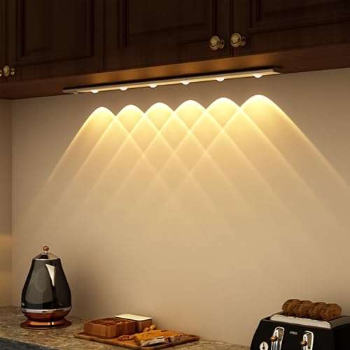 Proventa Akku LED-Unterbauleuchte, Bewegungssensor dimmbar 68cm 1,5W USB-C RGB warmweiß