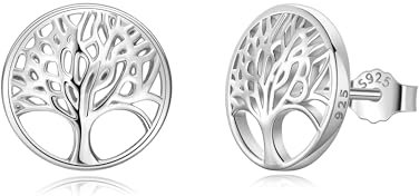 Lydreewam Lebensbaum Ohrringe für Damen 925 Sterling Silber Baum des Lebens Ohrstecker für Geburtstag Muttertag Weihnachten, Durchmesser 12mm