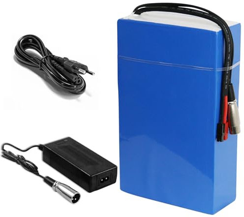 Yasco 36V 15Ah Elektro Fahrrad Akku 500W Lithium Batterie mit Ladegerät, 25A BMS Schutz PVC Battery für Elektro-Roller Scooter