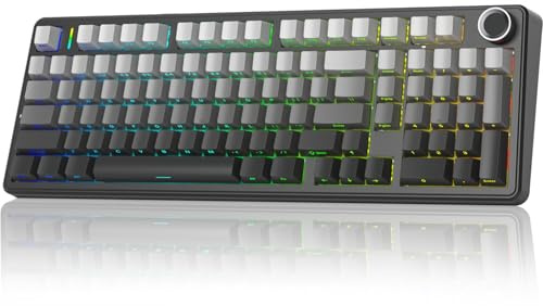 x Aula F99 Pro Wireless Mechanical Keyboard with Knob,Tri-Mode BT5.0/USB-C/2.4GHz Hot Swappable Keyboard,Pre-lubed Switches,Gasket Structure,RGB Backlit Computer Gaming Keyboards (Side Printed Black)