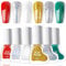 NLFOX Nail Polish Set - 6 Colors Mini Nail Varnish Sets - Red Green White nail Polish Quick Dry - Gold & Clear Glitter Nail polish - Long Lasting nail Polish Gift Set for Women