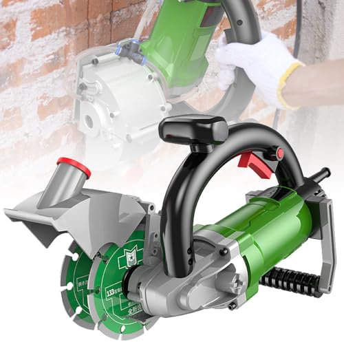 YJDZ Machine à rainurer électrique à double lame avec fonctionnement sans poussière à une main, conduite d'eau et rouleau de guidage inclus (133 mm)