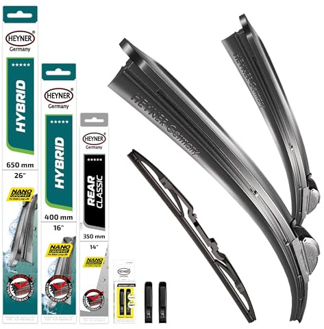 HEYNER® Scheibenwischer Komplettset für RENAULT LAGUNA III Grandtour | 10.2007 - 12.2015, HYBRID Flachbalkenwischer, Aerodynamisch & Flexibel, Nanographitbeschichtung