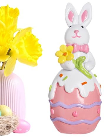 Hasen-Ei-Tischdekoration, Hasen-Skulptur-Dekoration | Bunter mit Blumenstatue,Niedliche Hasenstatuen, lustige Wohndekorationen für Ostern, Partys, Geburtstage