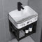 Lavabo Suspendido Con Estantes De Almacenamiento Abiertos,Pila Lavadero,Lavabo De Cerámicalavabos Pequeños Con Mueble,Muebles De Baño Con Lavabo Combo,Lavabo Pequeño Rectangular De Cerámica(Black-deer